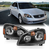 ANZO 2005-2006 Nissan Altima Crystal Headlight 4Door Sedan Black Amber (OE)