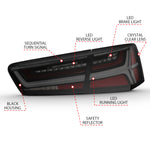 ANZO 2012-2018 Audi A6 LED Taillight Black Housing Smoke Lens 4 pcs (Sequential Signal)