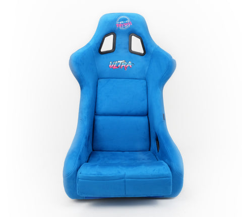 NRG FRP Bucket Seat ULTRA Edition - Large (Blue Alcantara/Gold Glitter Back)