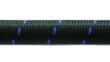 Vibrant -6 AN Two-Tone Black/Blue Nylon Braided Flex Hose (2 foot roll)
