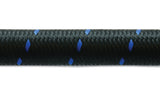 Vibrant -12 AN Two-Tone Black/Blue Nylon Braided Flex Hose (2 foot roll)