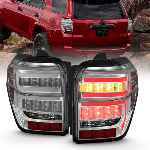 ANZO 2014-2020 Toyota 4Runner T.L Chrome Housing Clear Lens Red Light Bar W/Sequential