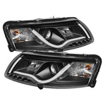 Spyder Audi A6 05-07 Projector Headlights Halogen Light Tube DRL Blk PRO-YD-ADA605-LTDRL-BK