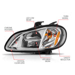 ANZO 2002-2014 Freightliner M2 LED Crystal Headlights (Pair)
