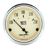 Autometer 2-1/16 inch Electric Water Temperature 250 Deg F Antique Beige Gauge