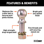 Curt Replacement SecureLatch 2-5/16in Pintle Ball (14000lbs 1-1/4in Shank)