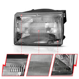 ANZO 1993-1998 Jeep Grand Cherokee Crystal Headlight Chrome (OE)