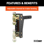 Curt Adjustable Channel Mount w/Dual Ball (2in Shank 14000lbs 10-1/8in Drop)