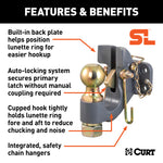 Curt SecureLatch Ball & Pintle Hitch Combination (2-5/16in Ball 20000lbs)