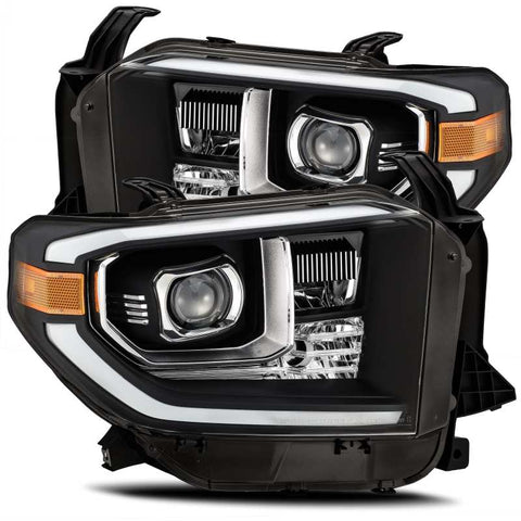 AlphaRex 14-20 Toyota Tundra LUXX LED Proj Headlights Plank Style Design Black w/Activ Light/DRL