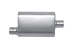 Gibson MWA Superflow Offset/Center Oval Muffler - 4x9x14in/3in Inlet/3in Outlet - Stainless