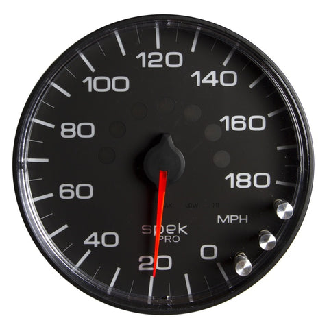 Autometer Spek-Pro Gauge Speedometer 5in 180 Mph Elec. Programmable Black/Black