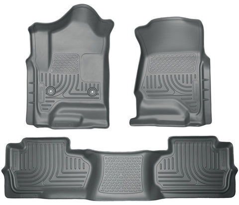 Husky Liners 14 Chevrolet Silverado/GMC Sierra Dbl Cab WeatherBeater Grey Front&2nd Seat Floor Liner