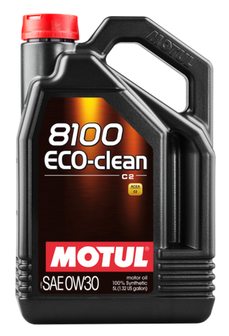 Motul 5L Synthetic Engine Oil 8100 0W30 4x5L ECO-CLEAN  ACEA C2, API SM, ST.JLR 03.5007 - Single