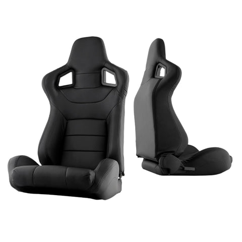 Xtune Scs Style Racing Seat Pu (Double Slider) Black/Black Passenger Side RST-SCS-01-BK-PA