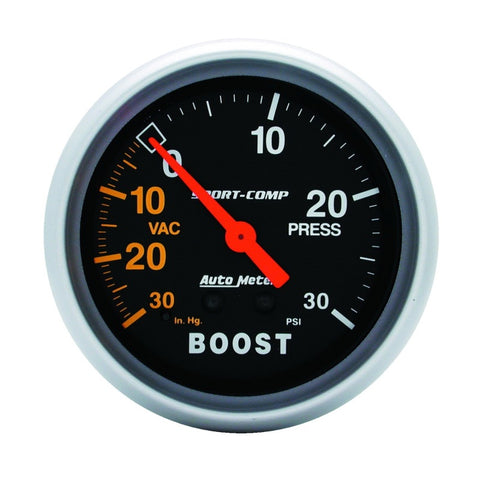 Autometer Sport-Comp 2-5/8in 30 IN HG/30 PSI Mechanical Boost/Vacuum Gauge