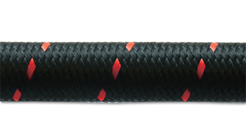 Vibrant -6 AN Two-Tone Black/Red Nylon Braided Flex Hose (20 foot roll)