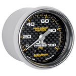 Autometer Marine Carbon Fiber Ultra-Lite 2-1/16in 100PSI Mechanical Oil Pressure Gauge