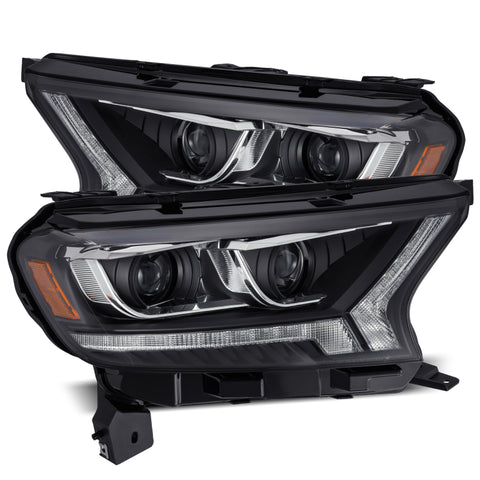 AlphaRex 2016+ Ford Ranger PRO-Series Proj Headlights Plank Style Black w/Seq Signal/DRL