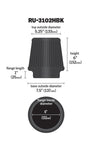 K&N Universal Rubber Filter Round Tapered 6in Flange ID x 7.5in Base OD x 5.25in Top OD x 6in Height