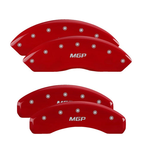 MGP 4 Caliper Covers Engraved Front & Rear MGP Red Finish Silver Characters for 2019 Ford Ranger