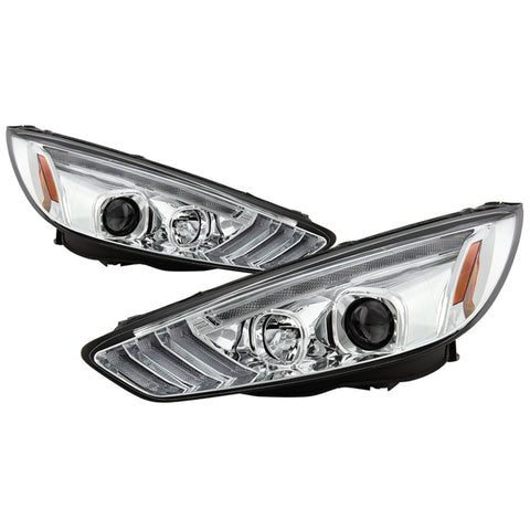 Spyder 15-18 Ford Focus Projector Headlights - Seq Turn Light Bar - Chrome PRO-YD-FF15-LBSEQ-C