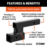 Curt Receiver Hitch Adapter (2in Shank / 4in Drop / 7500 lbs)