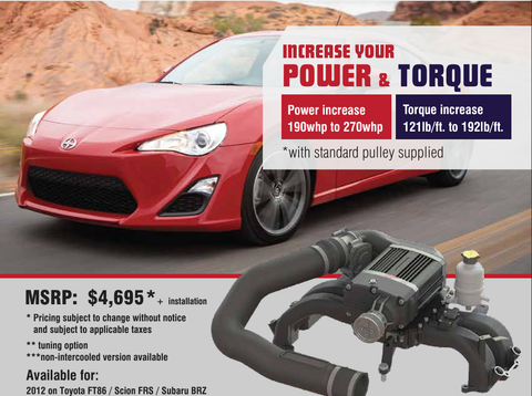 260A1011 Supercharger System for Toyota FT-86 / Subaru BRZ / Scion FRS (210) Intercooled - Hardware Only