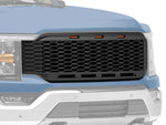 RedRock Honeycomb Replacement Grille with LED DRL; Matte Black (21-23 F-150, Excluding Raptor & Tremor)