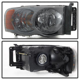 Xtune Dodge Ram 1500 02-05 Amber Crystal Headlights Smoke HD-JH-DR02-AM-SM