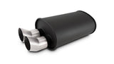 Vibrant StreetPower Flat Blk Muffler Dual 304SS Brush Tips 9.5in x 6.75in x 15in - 3in Dual Inlet