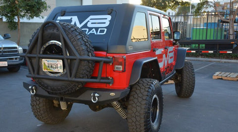 DV8 Offroad 07-18 Jeep Wrangler JK Steel Full Length Rear Bumper