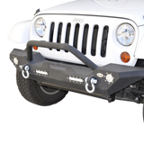 DV8 Offroad 07-18 Jeep Wrangler JK/JL FS-7 Mid Length Steel Front Bumper w/ LED Lights