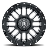 ICON Alpha 20x9 6x135 16mm Offset 5.625in BS Gloss Black Milled Spokes Wheel
