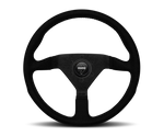 Momo Montecarlo Alcantara Steering Wheel 320 mm - Black/Black Stitch/Black Spokes