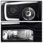 Spyder Ford F150 2005-2007 Projector Headlights - Light Bar DRL LED - Black PRO-YD-FS05V2-LB-BK