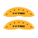 MGP 4 Caliper Covers Engraved Front & Rear I-Vtec Yellow Finish Black Char 2017 Acura MDX