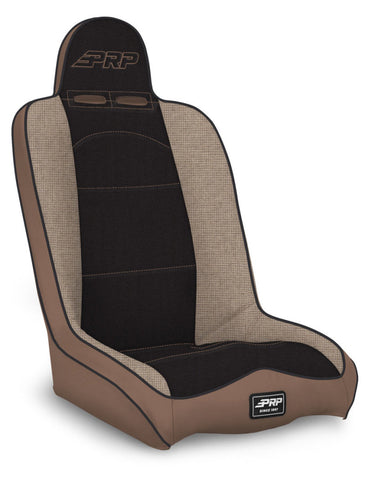 PRP Daily Driver High Back Suspension Seat (Two Neck Slots) - Tan / Black