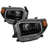 xTune 14-17? Toyota Tundra DRL LED Light Bar Proj Headlights - Black Smoke (PRO-JH-TTU14-LB-BSM)