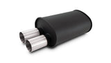 Vibrant StreetPower Flat Muffler Dual 304SS Brushed Tips 9.5in x 6.75in x 15in - 2.5in Dual Inlet