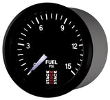 Autometer Stack 52mm 0-15 PSI 1/8in NPTF Male Pro Stepper Motor Fuel Pressure Gauge - Black
