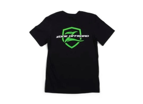 Zone Offroad Black Premium Cotton T-Shirt - Green Logo - 5XL