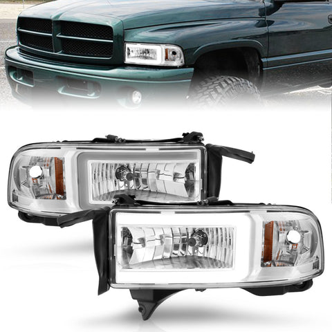 ANZO 94-02 Dodge RAM Crystal Headlight - w/ Light Bar Chrome Housing