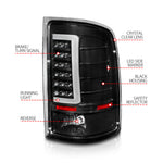 ANZO 2007-2013 GMC Sierra LED Tail Lights w/ Light Bar Black Housing Clear Lens
