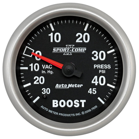 Autometer Sport-Comp II VAC/Boost 2 5/8in 30 IN HG-45PSI Mechanical Gauge