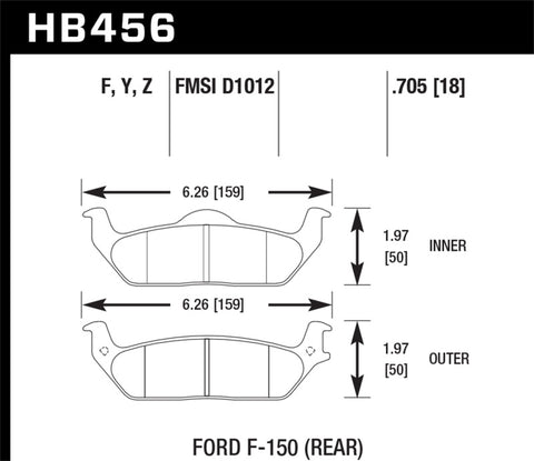 Hawk 04-11 Ford F-150 /  06-08 Lincoln Mark LT Rear HPS Street Brake Pads