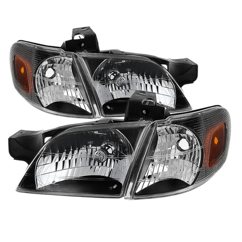 Xtune Pontiac Trans Sport 97-98 OEM Style Headlights w/ Corner Lights Black HD-JH-CVEN97-AM-BK-SET