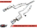 AWE Tuning 15+ Dodge Challenger 5.7 Touring Edition Exhaust - Resonated - Chrome Silver Quad Tips