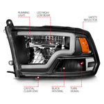 ANZO 2009-2020 Dodge Ram 1500 Full LED Square Projector Headlights w/ Light Bar Chrome Housing