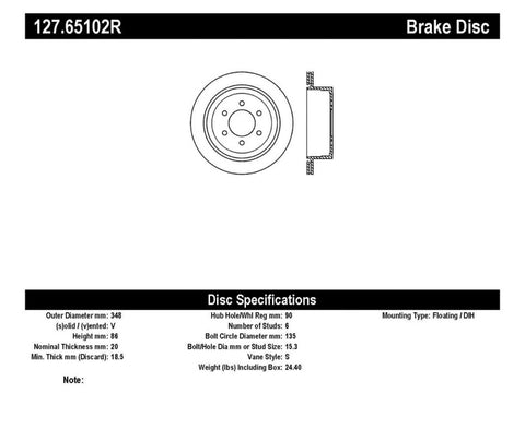 StopTech 04-09 Ford F150 / 06-08 Lincoln Mark LT Rear Right Slotted & Drilled Rotor